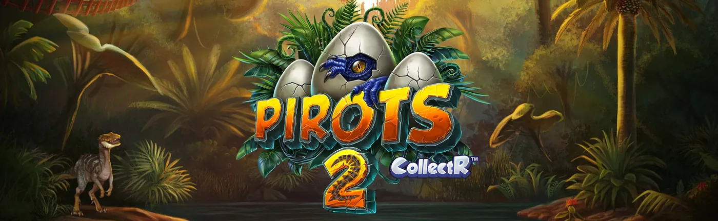 Banner promocional de Pirots 2 con dinosaurios y pájaros