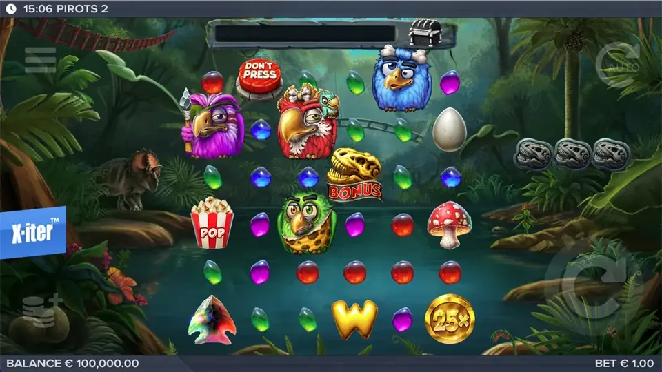 Pantalla de inicio de Pirots 2 en modo demo