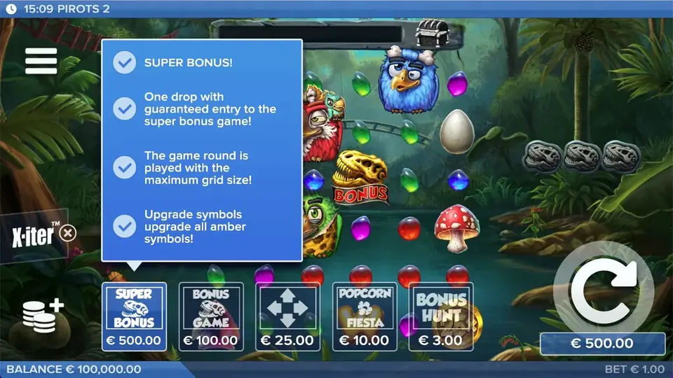 Modo de compra X-iter de Pirots 2 con todos los niveles de precio
