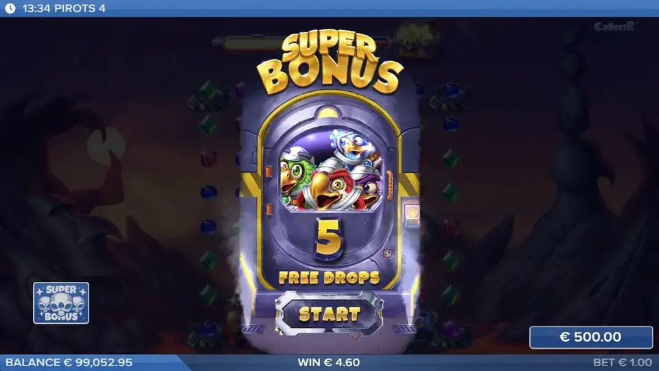 Modo de bonificación de Pirots 4 con Free Drops activados en Inferno