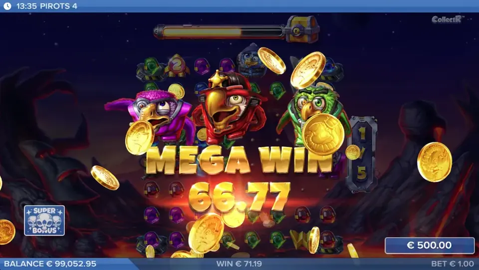 Pantalla de victoria Mega Win de Pirots 4 en Inferno