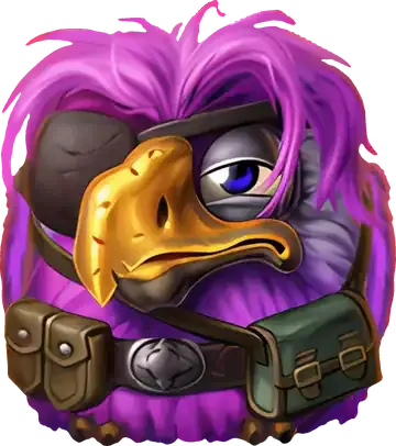 Personaje de Pirots 5 Hank pájaro morado