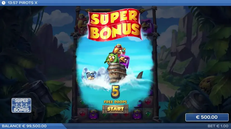 Modo de bonificación de Pirots X con Free Drops activados